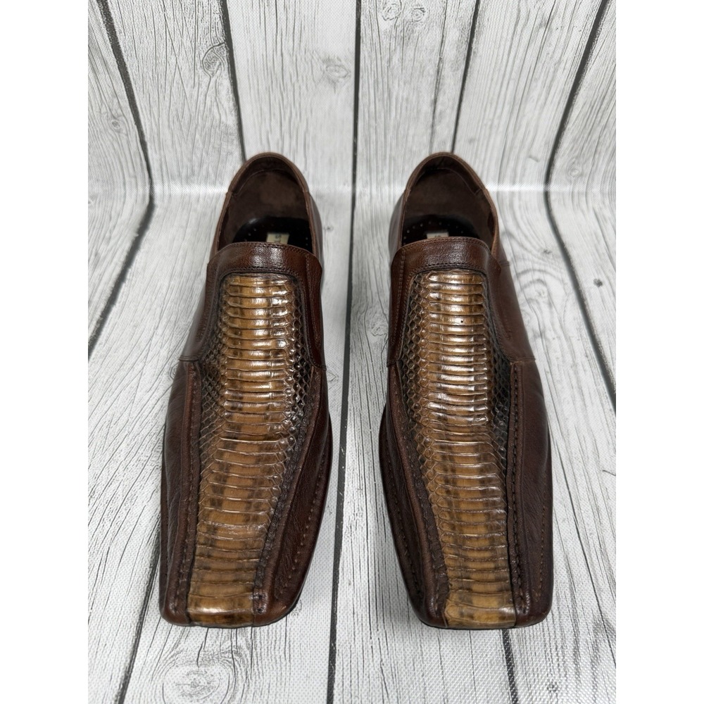 Steve Madden Pointer Cognac Snake Men's Size 8.5 Dress Loafers Shoes Pre-owned